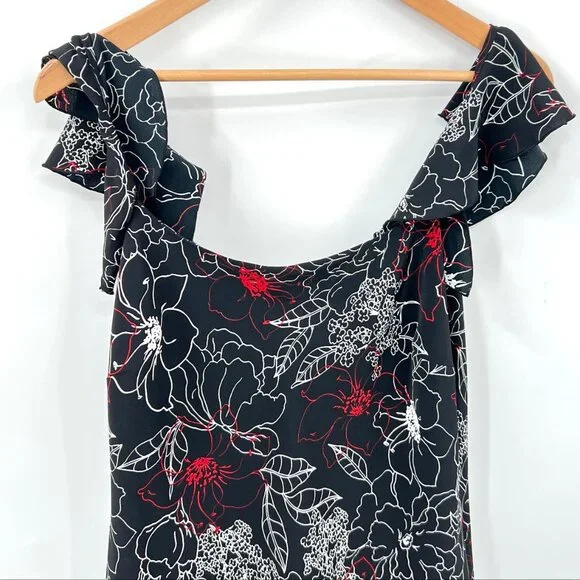 Vintage Jessica Floral Asymmetrical Ruffle Midi Dress - Picture 2 of 5